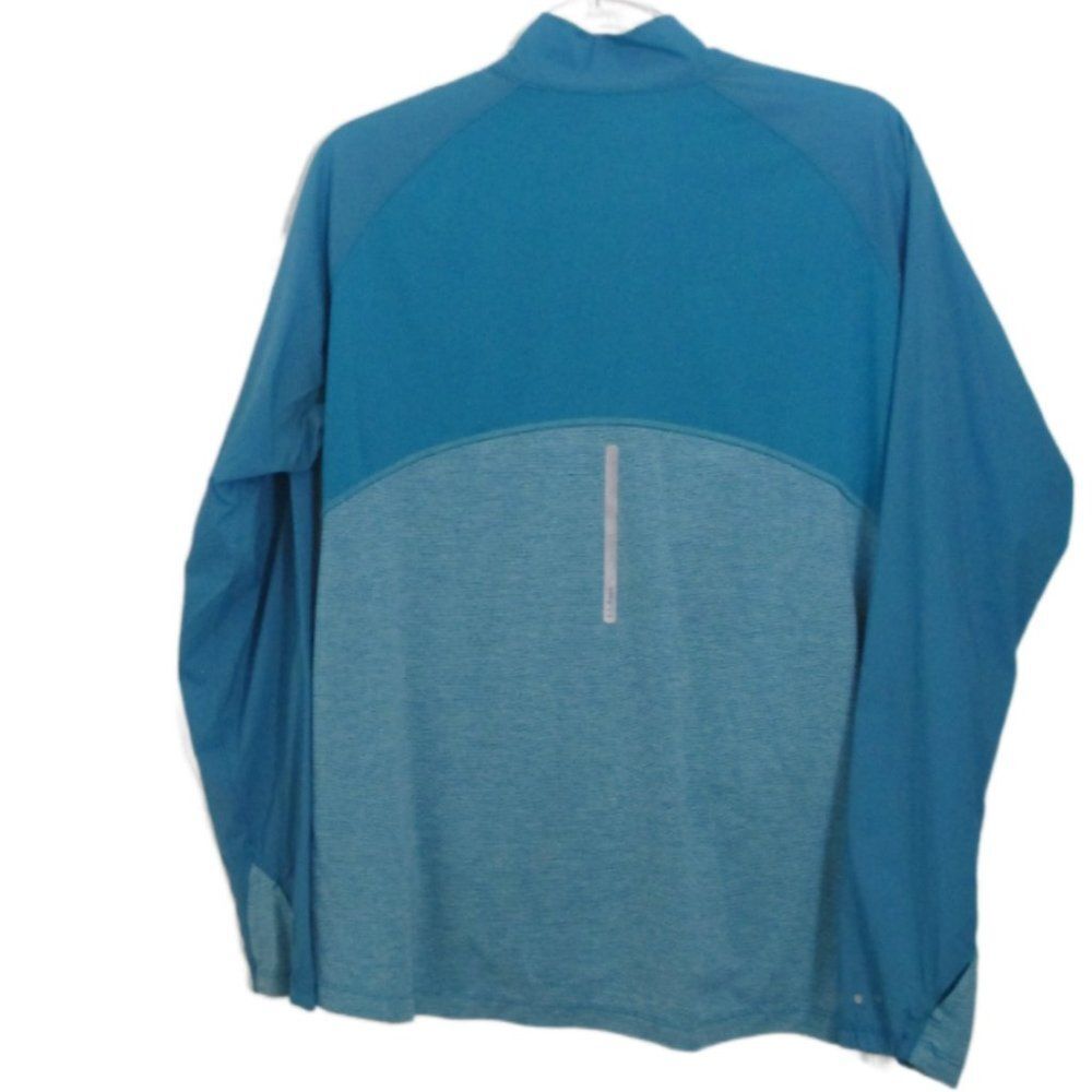 L L Bean Aqua Blue Thumb Hole Long Sleeve Reflective Accents Windbreaker Size L - Picture 11 of 14